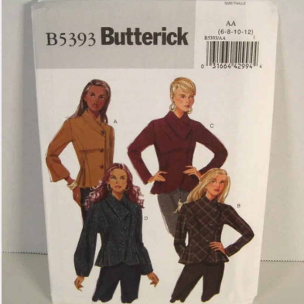 Butterick 5393 Easy Lined Fitted Jackets Sizes 6,8,10.12 UNCUT Seeing Pattern
